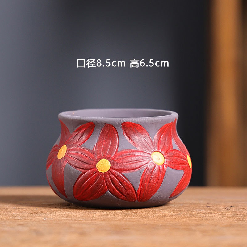 11 pequeño fabricante de macetas de flores de carne mediterránea venta directa cerámica simple de cerámica roja retro maceta especial al por mayor