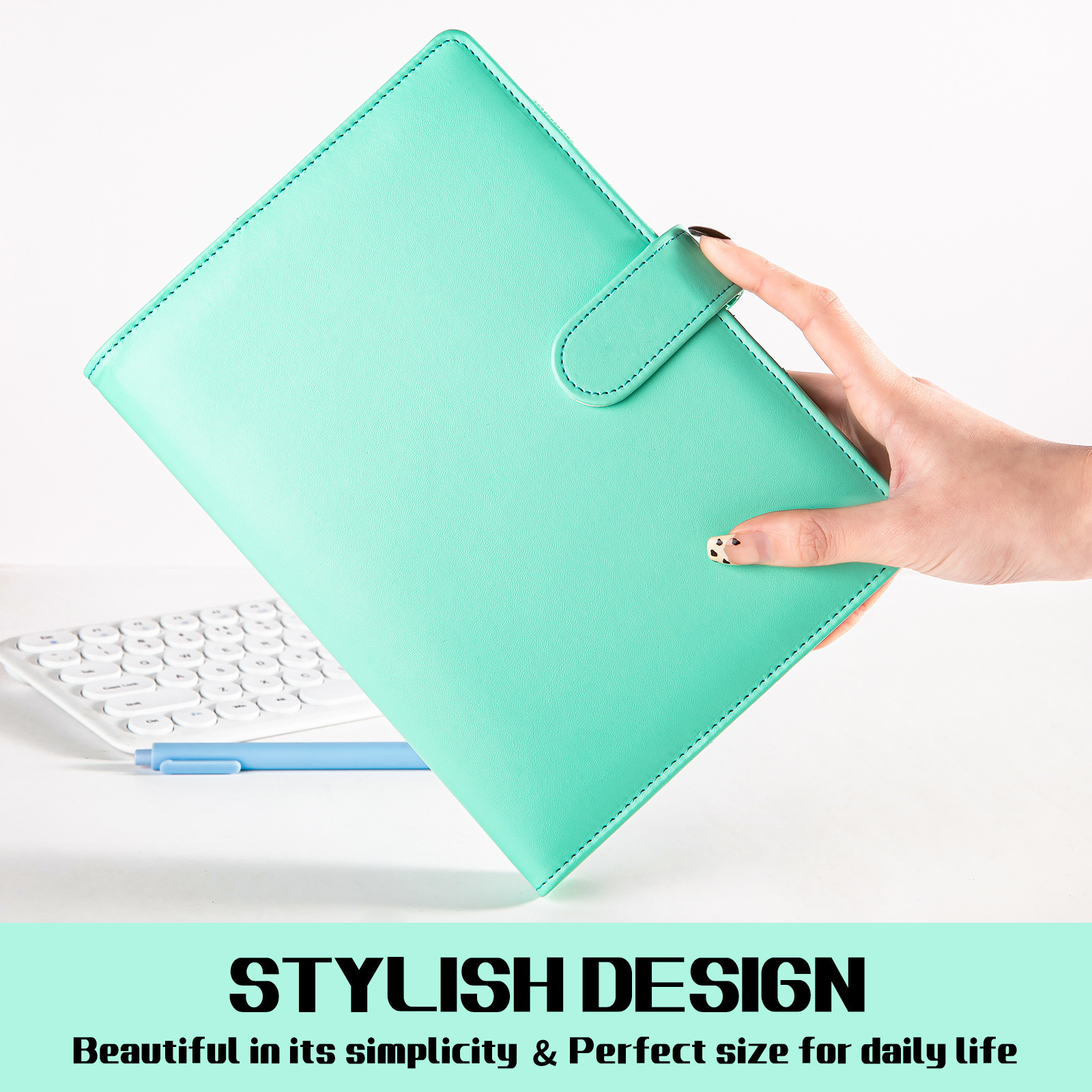 (2개) 마카롱 노트패드 A5 책 버클 분리형 인쇄 가능 가죽 루즈리프 책 PU 가죽 로고 노트북 쉘