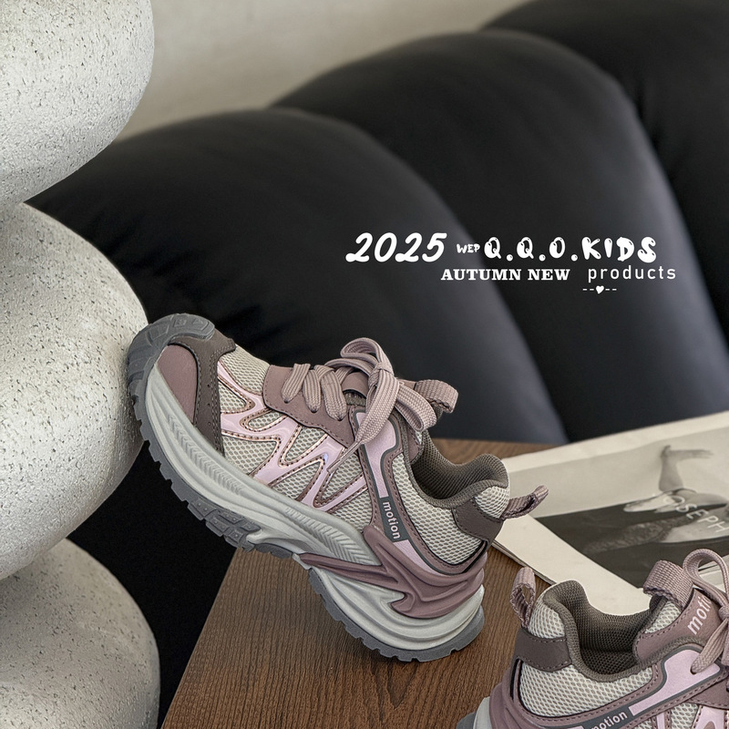 2025年秋季新款儿童户外运动鞋韩版时尚潮流男女童网面透气老爹鞋|undefined