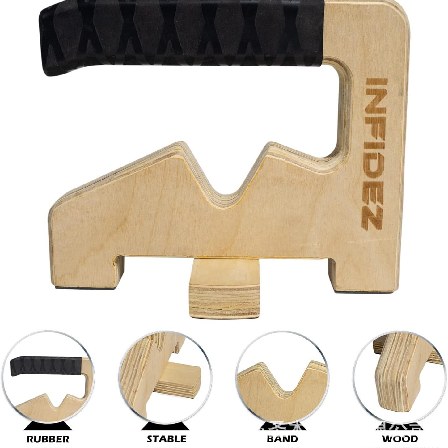 Soporte de madera tres en uno Soporte de manija de flexiones Soporte de dominadas Palanca de madera maciza para deportes al aire libre Equipo de fitness