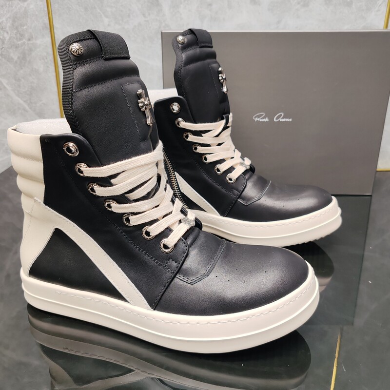 Dark Ro Shoes Classic Inverted Triangle Versatile High-Top Genuine Leather Thick-Soled Fashion Men's Shoes Casual Sneakers Couple Style Women's Shoes Dark Ro Shoes Classic Inverted Triangle Versatile High-Top Genuine Leather Thick-Soled Fashion Men's Shoes Casual Sneakers Couple Style Women's Shoes