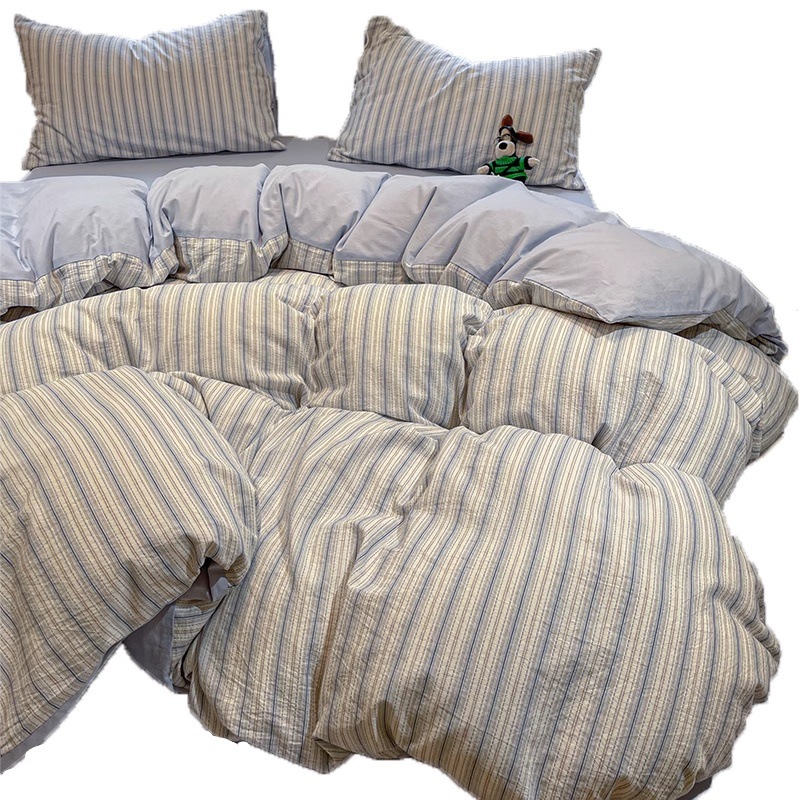 Cama de algodón lavado de algodón de clase A juego de cuatro piezas de algodón puro 2024 nuevo estilo sábana cubierta de edredón juego de tres piezas de dormitorio 4