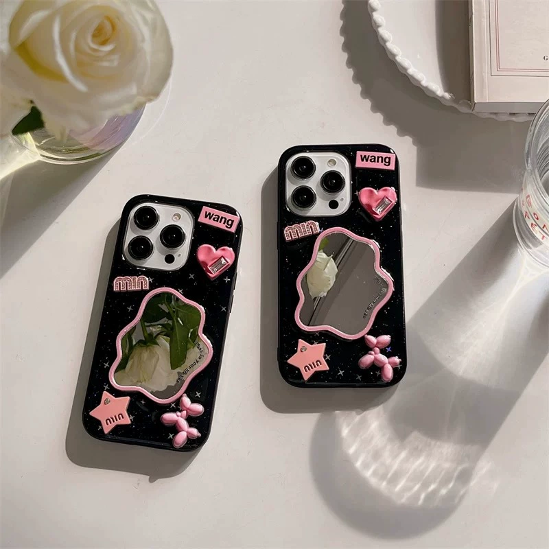 Чехол для телефона (Apple) iPhone 7–17 серия, зеркальная задняя панель, модные 3D подвески