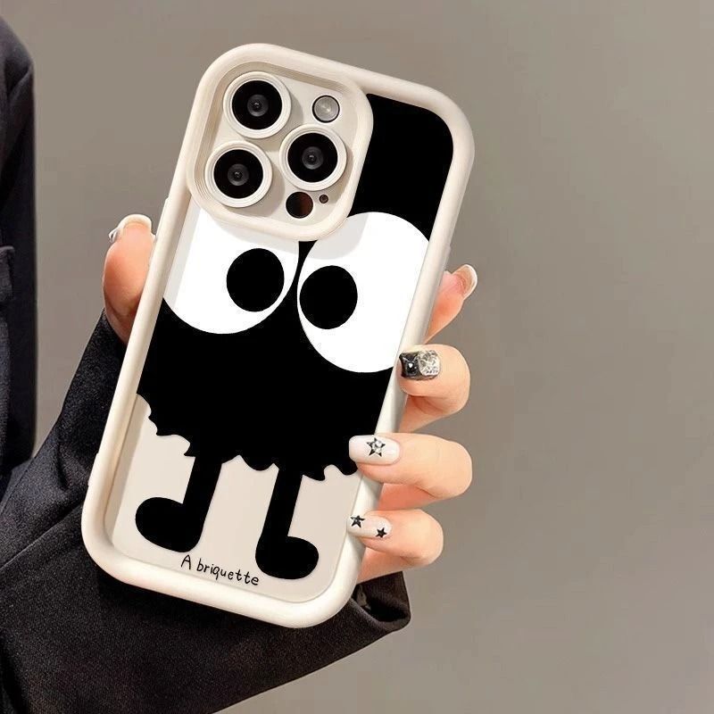 Big-Eyed Briquettes Are Suitable for Apple 17Pro Mobile Phone Case Iphone16Plus Niche 15 Cute 14 Soft Shell 13/X