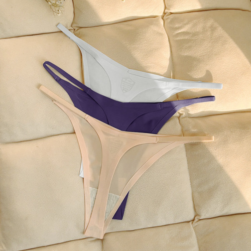 European and American seamless panties women's sports fitness yoga sexy low-rise thong ice silk ladies' briefs wholesale