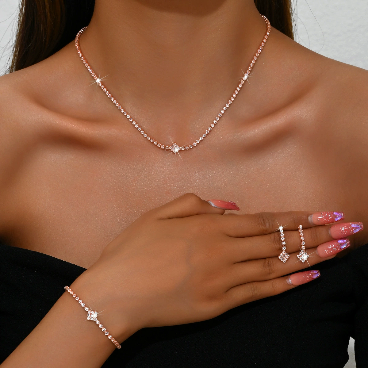 Fashionable brand universal necklace, chain, bracelet, set, high-quality style, 3 piece set