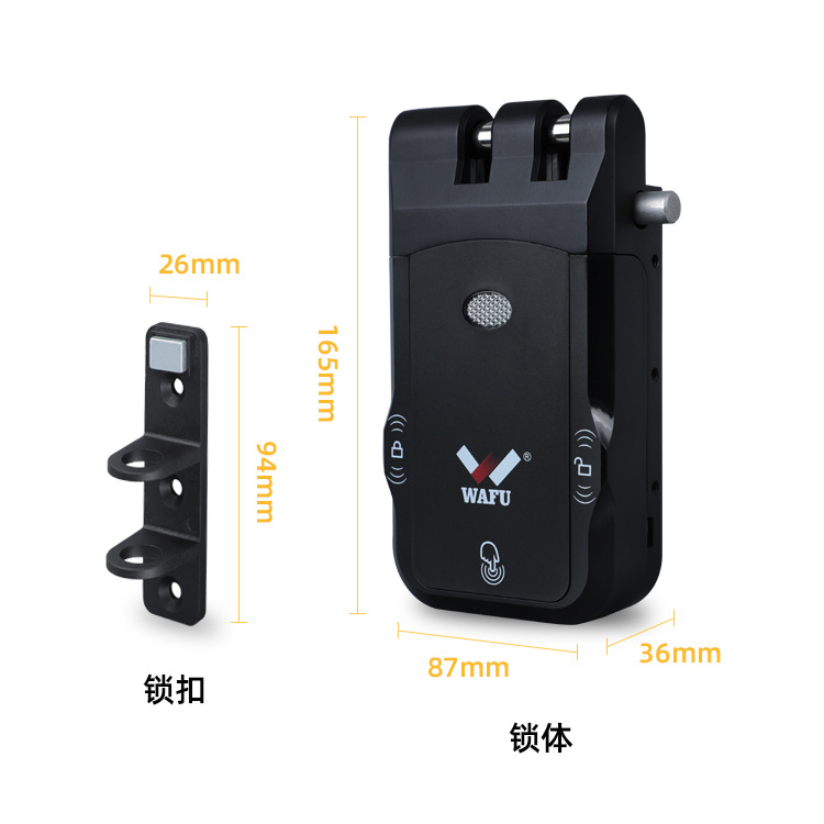 Cerradura de puerta antirrobo con control remoto invisible sin taladro para uso doméstico, con diseño de doble circuito y doble motor, de WAFU para comercio transfronterizo.