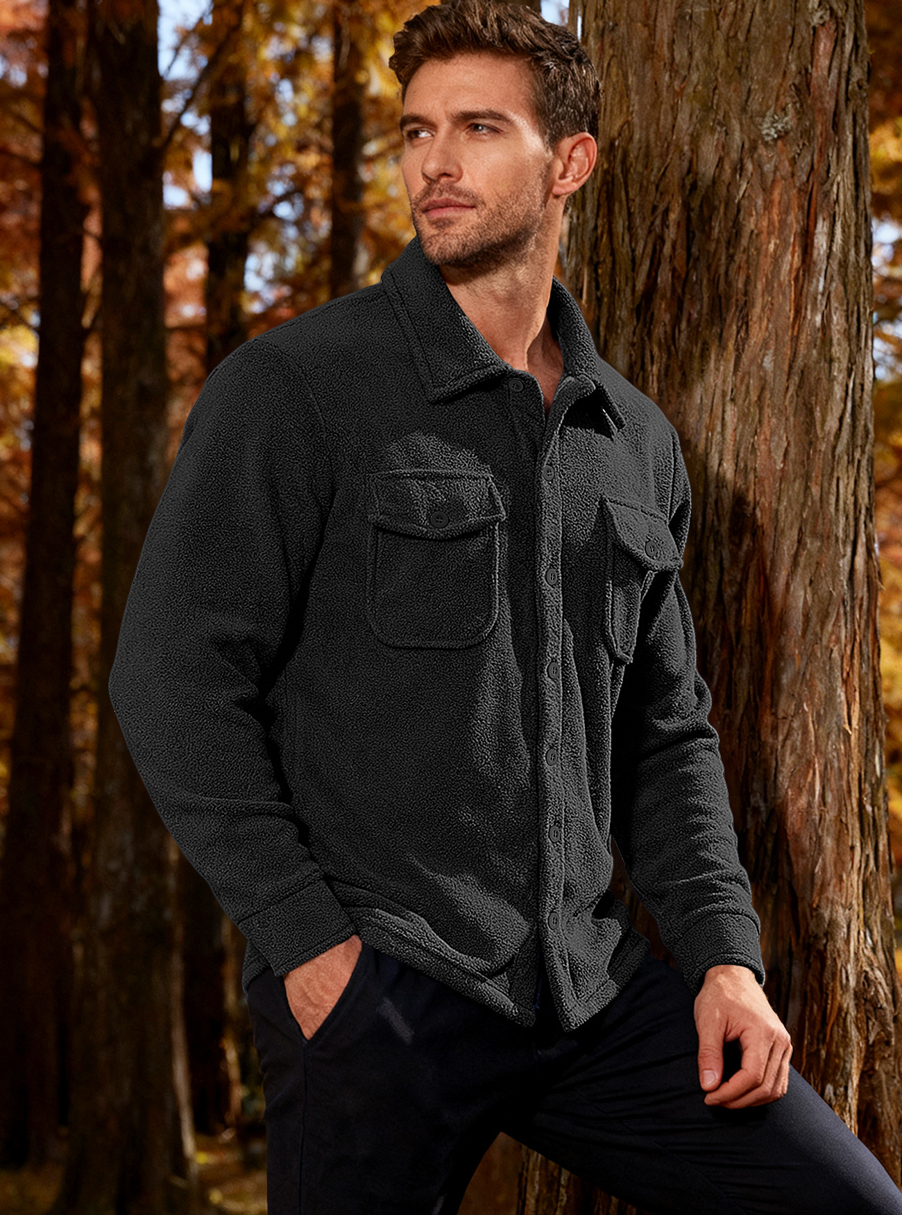 26 European And American Cross-border Heavyweight Men's Clothing, Fleece-lined Workwear, Long-sleeved Outdoor_voghion.com