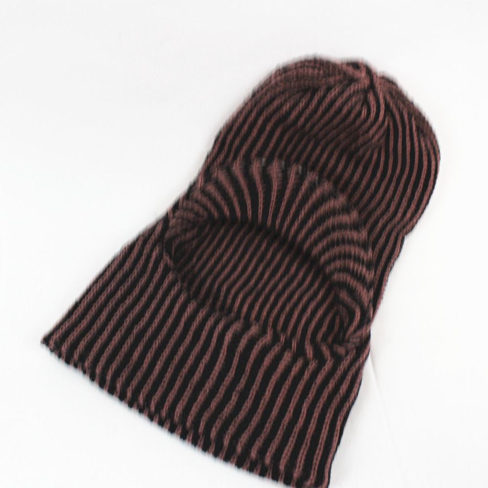 冬季条纹老虎帽套头一体针织毛线男中老年防寒保暖地摊帽子老式帽