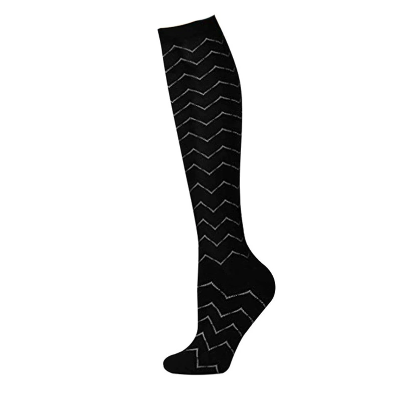 Compression Running Socks, Unisex Jacquard Knee-High Socks, Multiple Patterns, S/M & L/XL