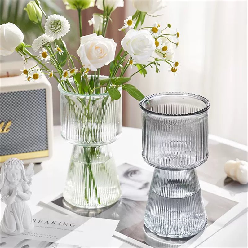 创意烛台玻璃花瓶ins小众简约透明水培鲜花网红餐桌插花装饰摆件