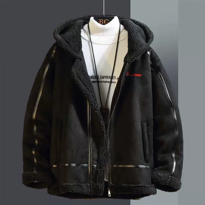 Fleece velvet demi-season down jacket