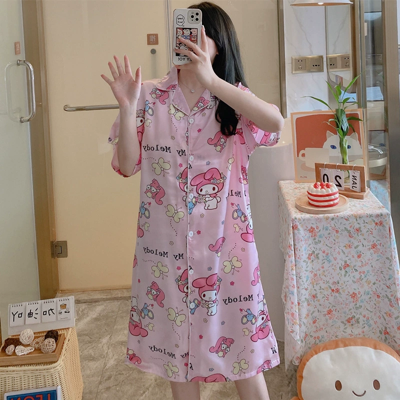 Летняя Горячая стильная Пижама женская ночная рубашка из искусственного шелка ледяного шелка корейский стиль интернет-знаменитостей платье Свободная Домашняя одежда больших размеров