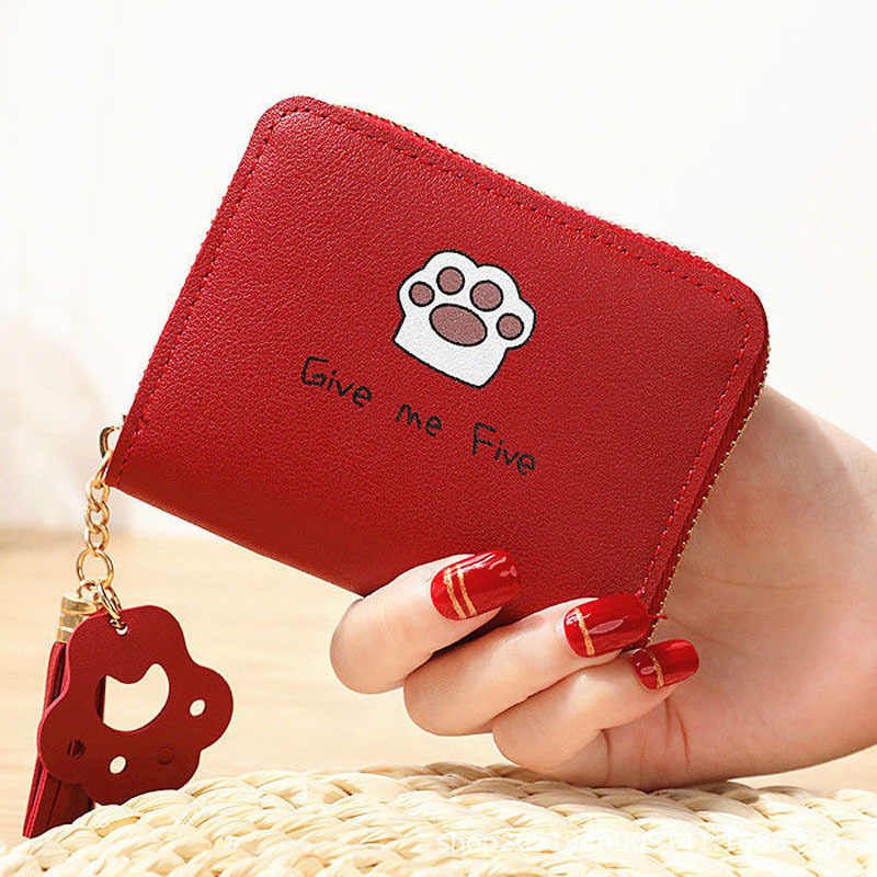 Women's Letter Paw Print Pu Leather Zipper Coin Purses display picture 2