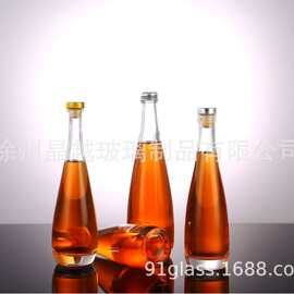 果酒玻璃瓶加厚冰酒瓶密封梅酒分装瓶时尚水瓶依云形空酒瓶带盖