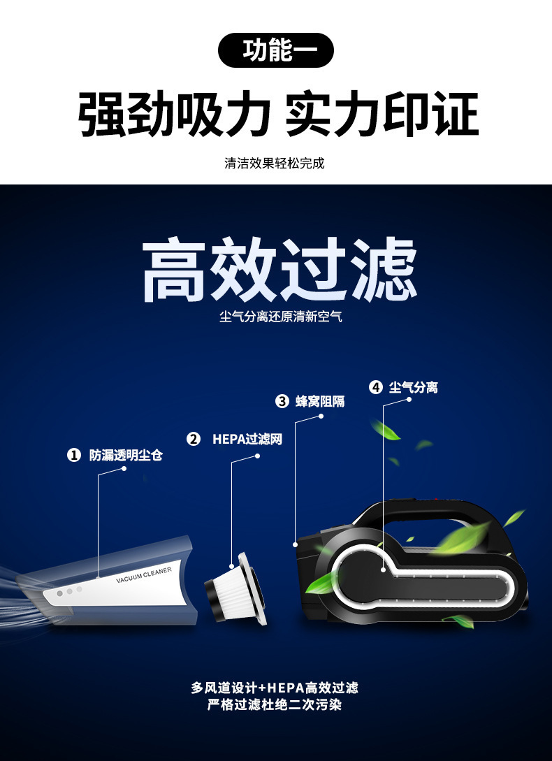 Car Vacuum Cleaner Air Pump Multifunctional Convenient High-Power Handheld Four-In-One Car Vacuum Cleaner Air Pump