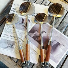 316不锈钢锅铲汤勺花梨木厨具套装大漏勺铲子蘑菇铲家用炒勺煎铲