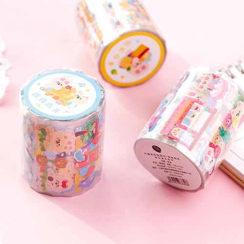 Message Cute Duoduo laser die-cut tape, hand-painted bear Gu card cell phone decoration cartoon material 8 styles