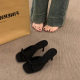 Black High Heel Slippers Bow Sandals Women's 2025 New Summer Open Toe Increased Muller Shoes Half Slippers