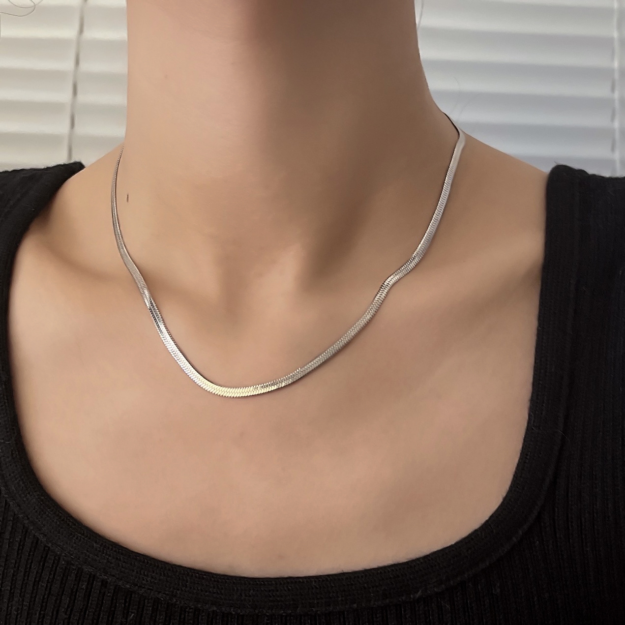 Necklace Classification Simple Style Geometric Solid Color Titanium Steel Necklace 1 Piece