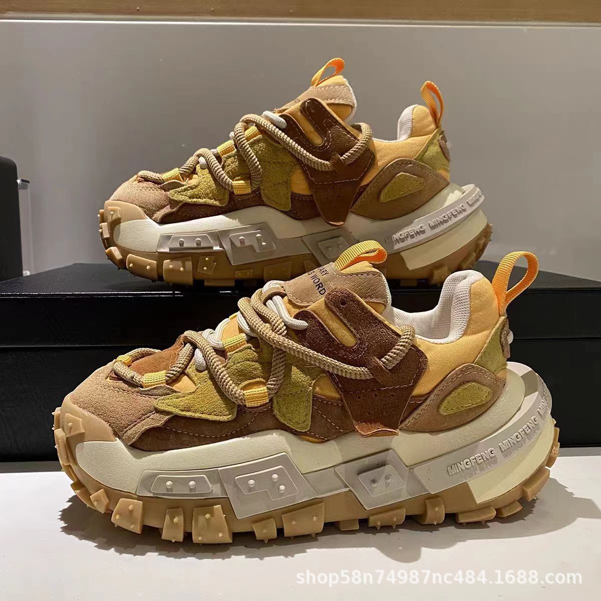 Net Popular Super Fire Torre Shoes Thick Sole 2025 Summer New European Station Tire Shoes Genuine Leather Non-slip Men's Shoes sneaker