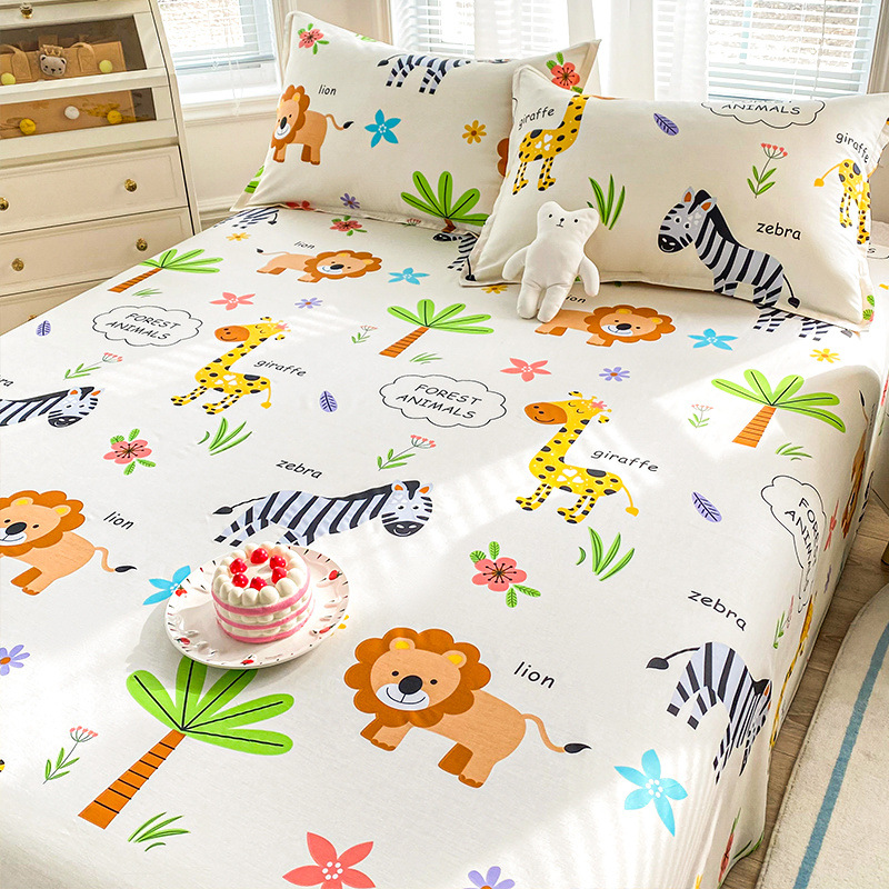 Sábana de algodón grueso de dibujos animados pieza individual 100 algodón dormitorio de estudiantes cama individual de verano pieza de tres piezas doble 1.5