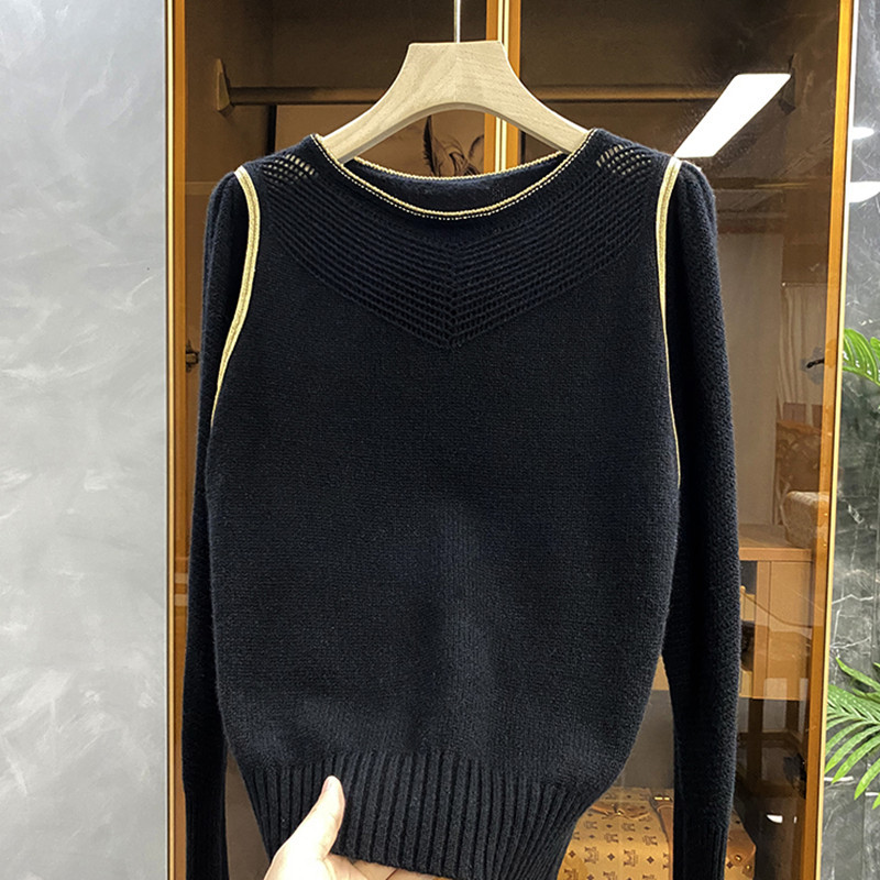In the factory!Spire Cashmere yarn Gold Line Hollow Cashmere sweater Sweater I1512