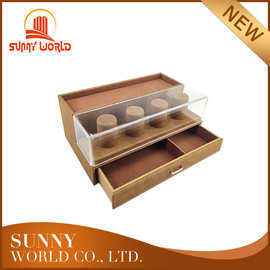 高级皮革双层抽屉手表盒柜台展示首饰盒高档pu收纳盒皮质礼品包装