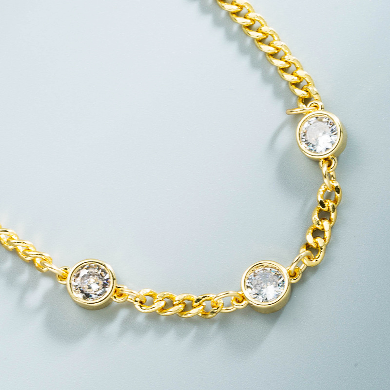 Nihaojewelry wholesale jewelry new copper plated 18K real gold zircon chain braceletpicture4