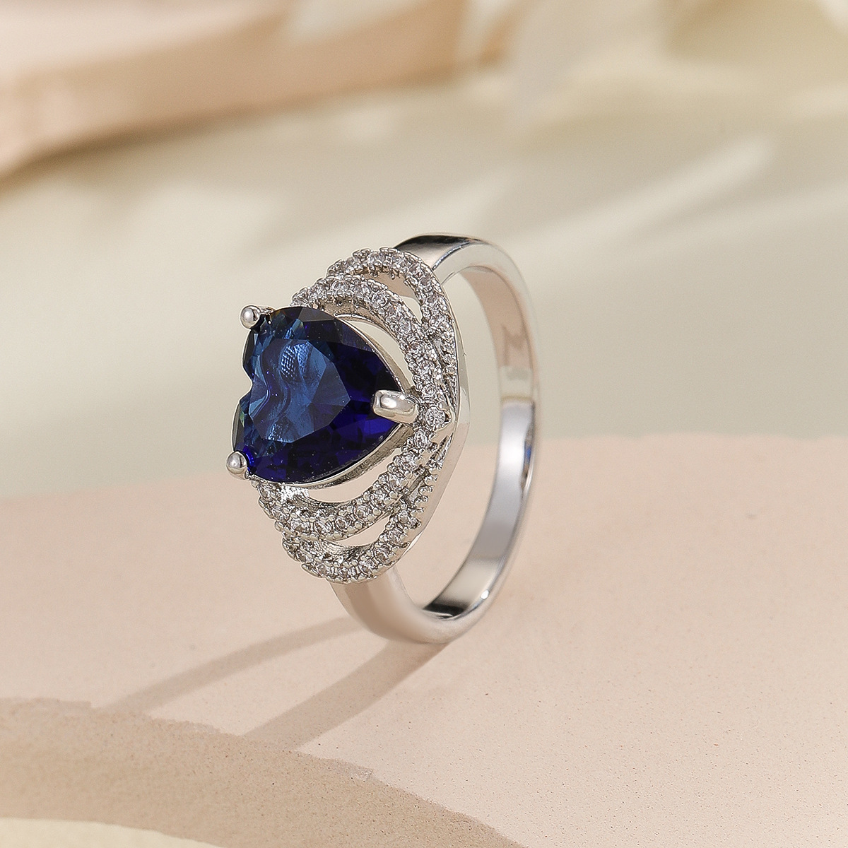 Rings Classification Copper Plating Heart Shape Zircon Rings