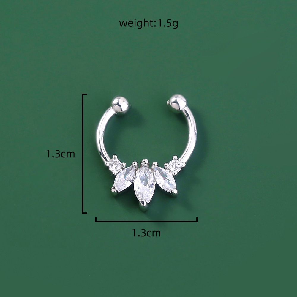 Personality Trend Nose Studs Micro-studded Piercing False Nose Ring Crown Nose Clip Zircon Accessories display picture 12