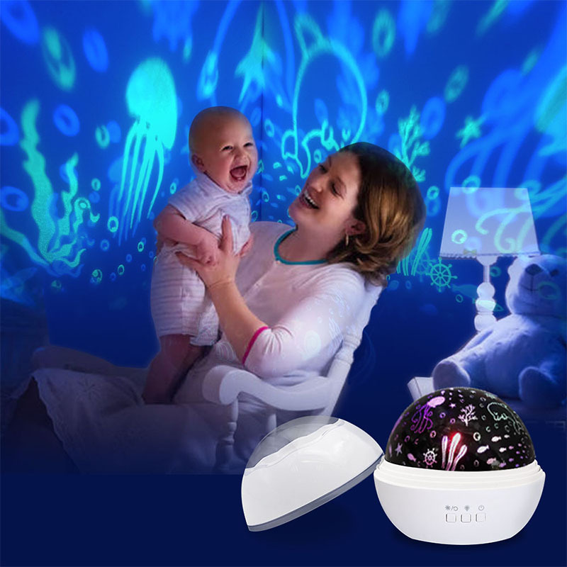 En stock transfronterizo pequeña bola estrella luz creativa vacaciones cumpleaños regalo dormitorio estrellado USB noche luz giratoria proyección