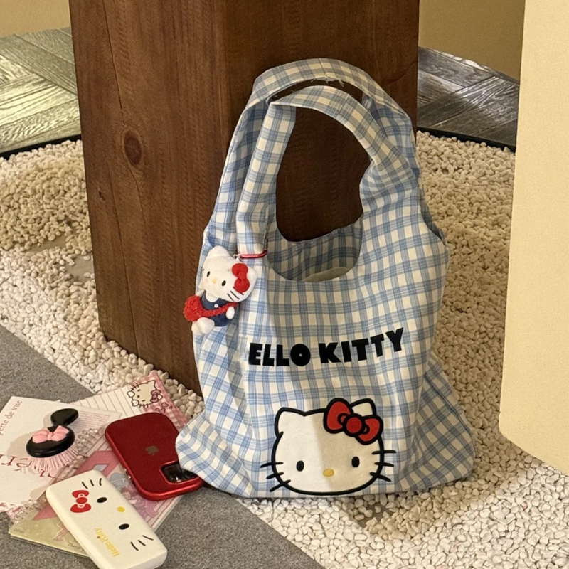可爱风kitty帆布包手提袋单肩斜挎包夏季百搭通勤大容量新款挎包