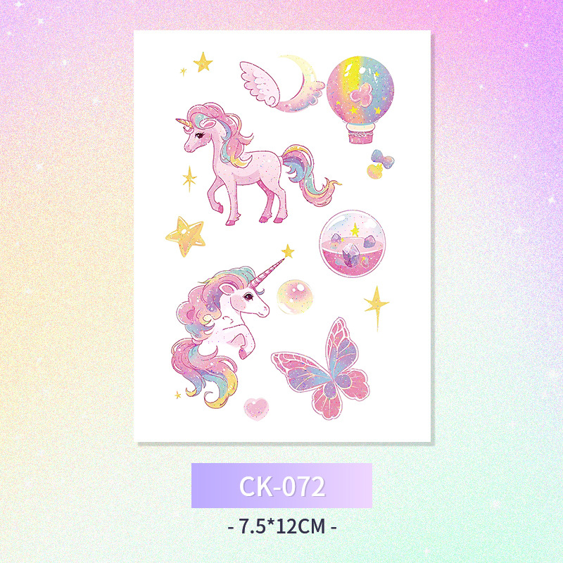 Glitter mariposa cara pegatinas tatuaje pegatinas hadas lavable impermeable de larga duración lindo unicornio ciervo Luna Estrella Planeta