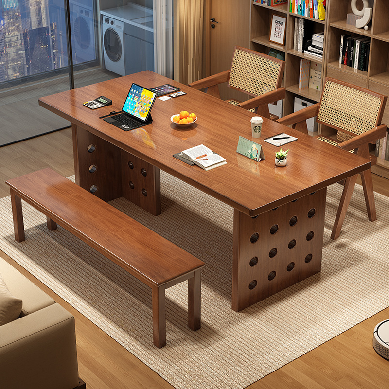 Solid Wood Large Board Table for Home Use, Living Room, Large Long Desk, Reading and Study Table, Simple Office Desk, Workbench