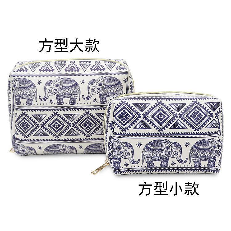 Transfronterizo nuevo elefante impreso bolsa de cosméticos de cuatro piezas de gran capacidad bolsa de almacenamiento de embrague Portátil Bolsa de lavado a prueba de agua