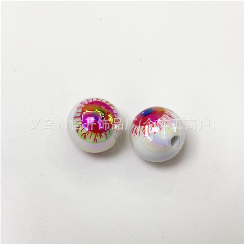 通孔万圣节眼珠印花圆珠串珠笔手工diy饰品手机钥匙链包挂件材料|undefined