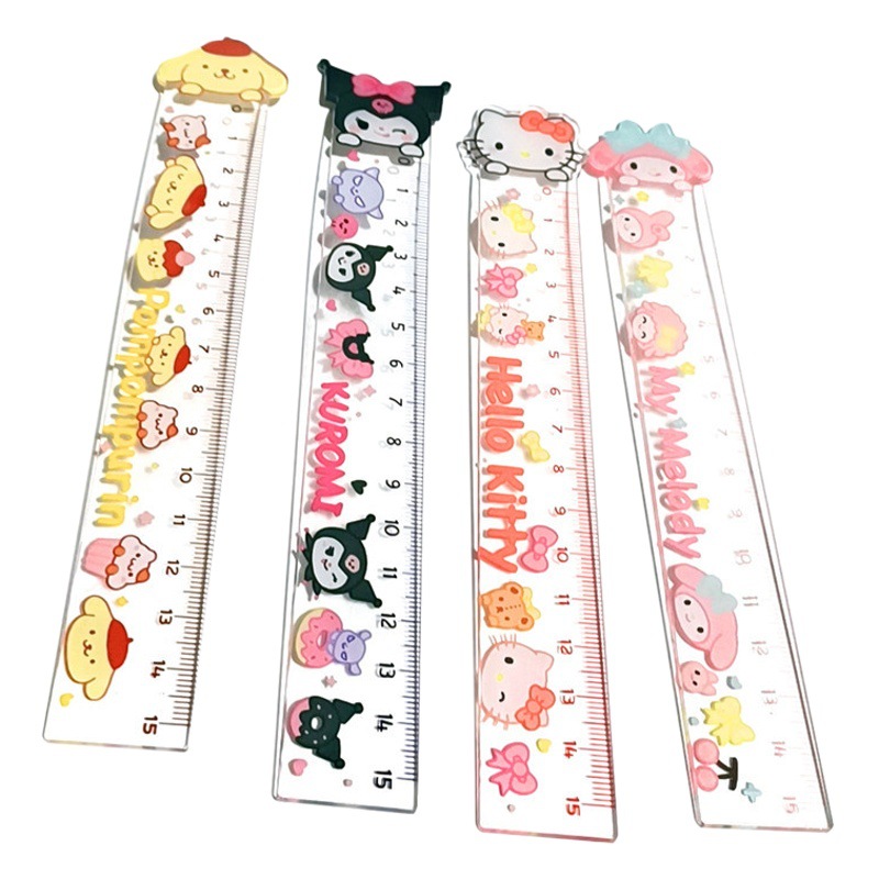Bonito y creativo Sanrio dibujos animados acrílico Mayday regla transparente estudiante de escuela primaria juego de regla de papelería especial