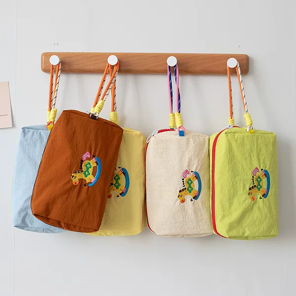 Korean Ins Style Nylon Waterproof Cosmetic Bag Storage Bag Cute Year of the Horse Embroidered Mini Lightweight Satchel Mobile Phone Bag