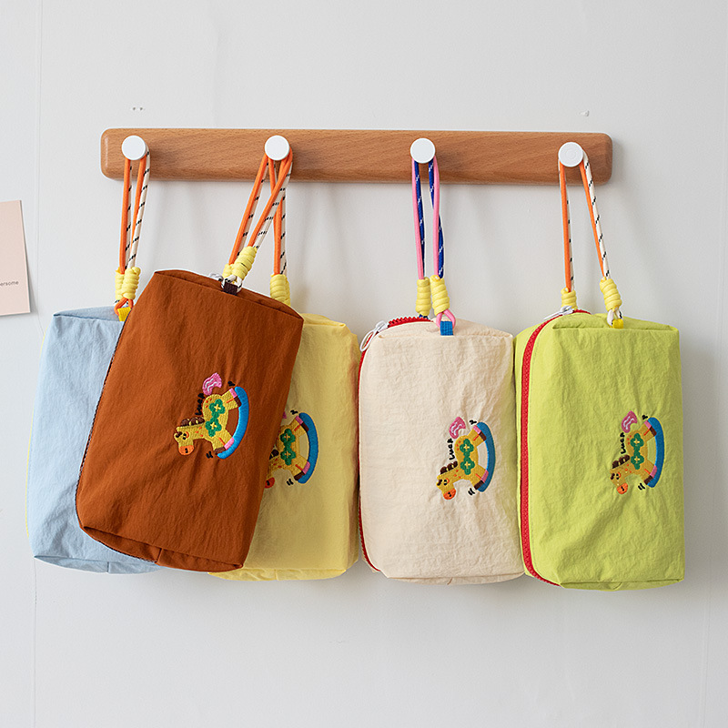 Korean Ins Style Nylon Waterproof Cosmetic Bag Storage Bag Cute Year of the Horse Embroidered Mini Lightweight Satchel Mobile Phone Bag
