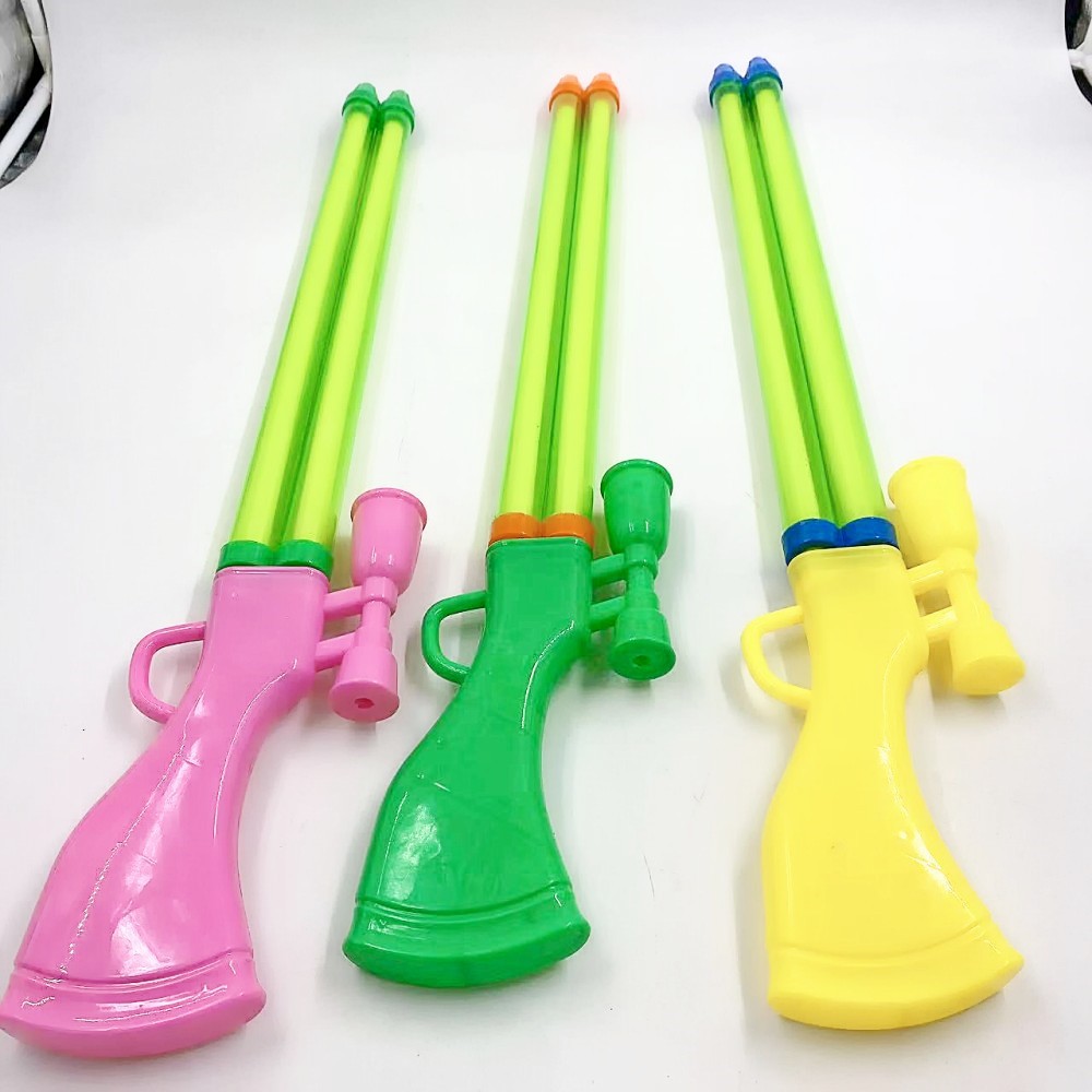 Pistola de agua para niños de verano bombeo de agua de doble orificio alargado grande Playa tazón de agua al aire libre lucha contra el agua puesto de pistola de agua extraíble