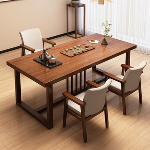 Tea Table and Chair Combination Household Solid Wood Leg Large Board Tea Table Simple Modern Office Coffee Table New Chinese Tea Table Tea Table
