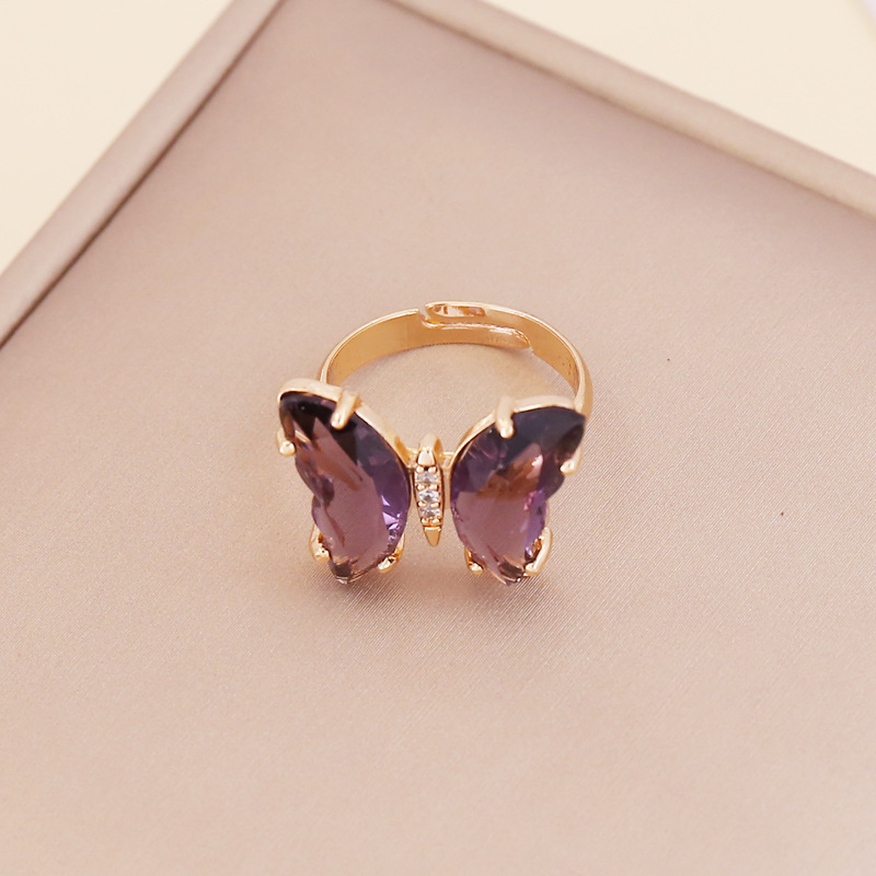 Fashion Zircon Butterfly Opening Adjustable Ring Wholesale display picture 10