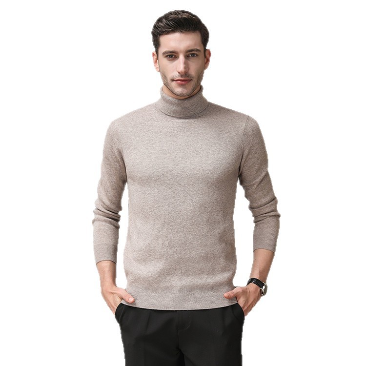 Nueva lana de cuello alto lana casual hombre lana cálida comercio exterior casual fondo camisa de punto de color sólido suéter simple