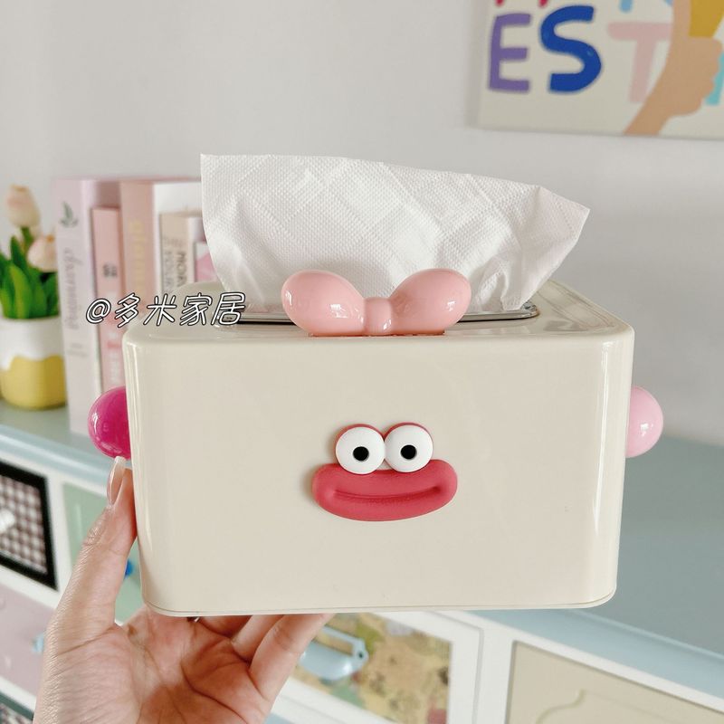 デスクトップうさぎティッシュボックススプリングリフト高颜値ティッシュ収纳ボックスリビングルーム茶何角型アルファベット引き出しボックス|undefined