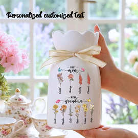 跨境毕业 教师节个性化生辰花图案花卉陶瓷花瓶diy图片彩印陶瓷瓶