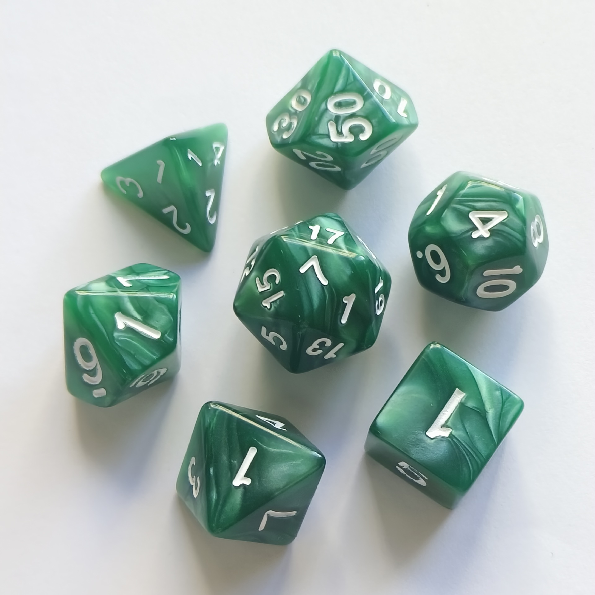 Set de siete piezas con patrón de perlas, tamiz multifacético, color de forma especial digital, color multifacético digital de comercio exterior, dados de grupo de ejecución