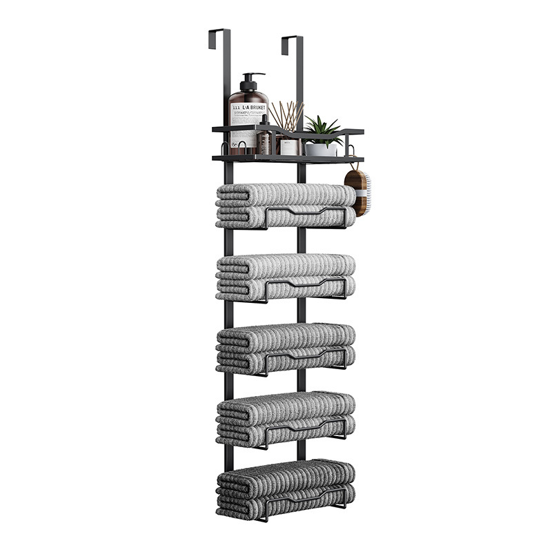 Amazon's Popular Bathroom Towel Rack, Iron Wall-Mounted Towel Storage Rack, Multi-Layer Door-Back Storage Rack for the Bathroom