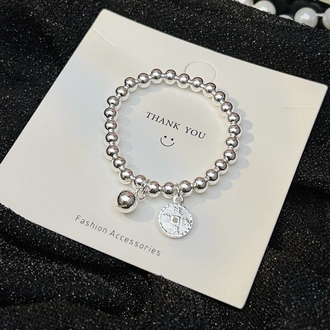 999 pulsera de plata de ley para bebés, cuentas de plata pura, lingotes de bebé para niños saludables y felices, monedas de cobre, cuentas de plata, pulseras