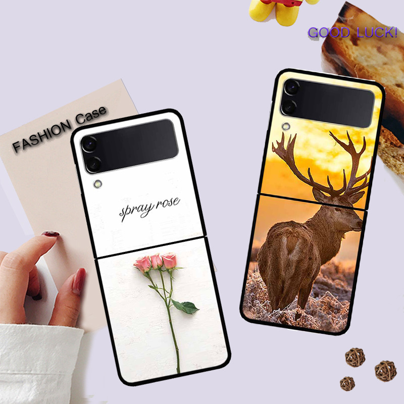 Suitable for Samsung Z Flip 3 Flip 4 Flip 5 Mobile Phone Hard Shell Foldableing Painted Cute Cartoon